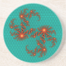 Teal Black Abstract Mandala Pattern Getränkeuntersetzer