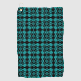 Teal Black Abstract Pattern Golfhandtuch