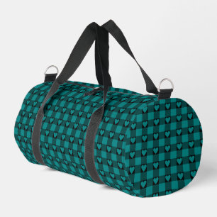 Teal Black Buffalo Heart Karo Duffle Bag