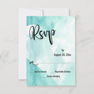 Teal Blanc Mariage Coeur Aquarelle RSVP