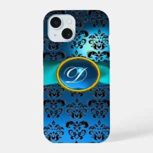 TEAL BLEU NOIR DAMAS PIERRE FINE MONOGRAMME