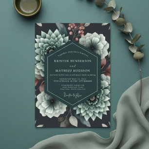 Teal Bloom Romance Hochzeit Einladung