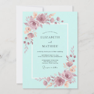 Teal Blossom Whimsy Hochzeit Einladung