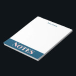 Teal Blue and Blush Notes Personalized Notepad Notizblock<br><div class="desc">A lovely, einfache Typography design of the word Notes filled in with a pretty blush pink and teal blue texture pattern, personalized with your name.</div>
