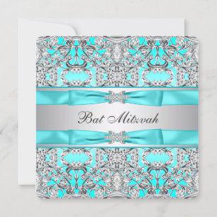 Teal Blue Bat Mitzvah Einladung