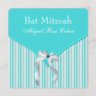 Teal Blue Bat Mitzvah Einladung
