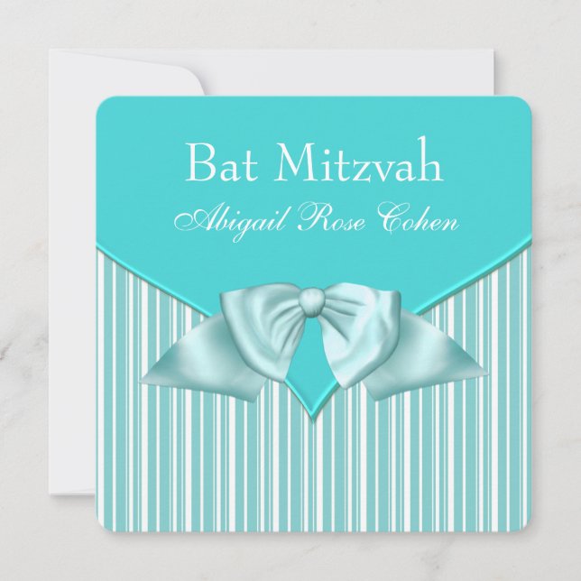 Teal Blue Bat Mitzvah Einladung (Vorderseite)