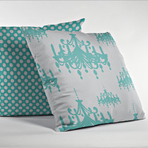 Teal Blue Chandeliers Decorative Throw Pillow Kissen