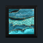 Teal Blue Gold Marble Turquoise Your Name Gift Box Erinnerungskiste<br><div class="desc">Gift Boxes with Agate Teal Blue Gold Glitter Marble Aqua Turquoise Geode Customizable Gift - Add Your Name / Text - Make Your Special Gift Box ! Resize and move or remove / add text / elements with Customization tool ! Design by MIGNED ! Please see my other projects /...</div>