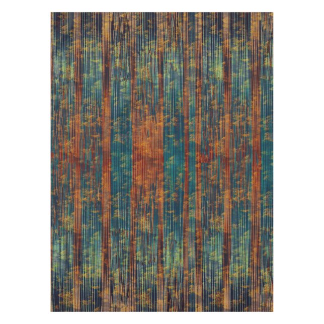 Teal Blue Green Orange Busy Abstract Tablecloth Tischdecke (Vorderseite)