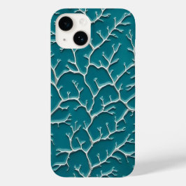 Teal Blue iPhone Case with Vein Texture