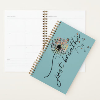 Teal Blue "Just Breathe" Daily Planner Planer