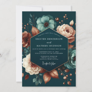 Teal Blush Anemonen-Hochzeit Einladung