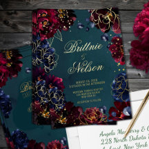 Teal Bordeaux Saphir Juwel Ton Hochzeit Gold