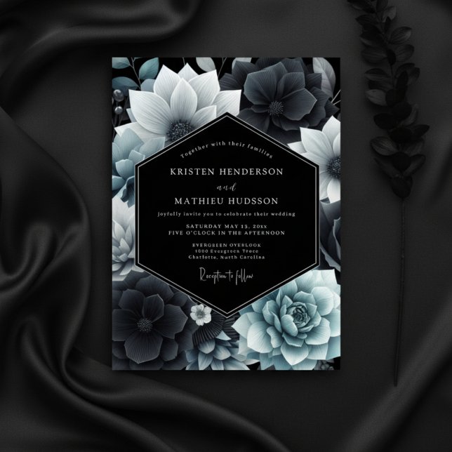 Teal Botanical Opulence Wedding Einladung (Von Creator hochgeladen)