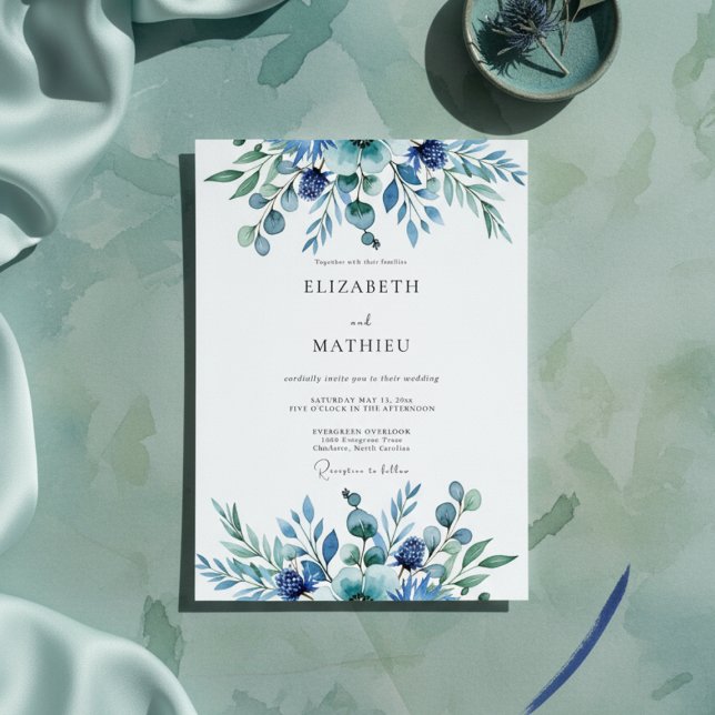 Teal Botanical Whimsy Wedding Einladung (Von Creator hochgeladen)