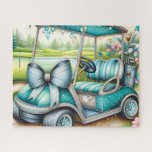 Teal Bow Luxury Golf Cart<br><div class="desc">Teal Bow Luxury Golf Cart
Art/illustration
colorful
customizable</div>
