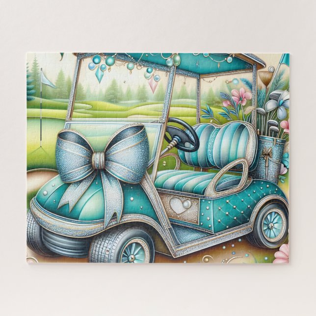 Teal Bow Luxury Golf Cart (Horizontal)