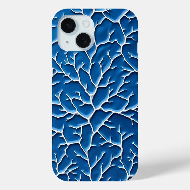 Teal Branch Texture iPhone Case Modern Design (Rückseite)