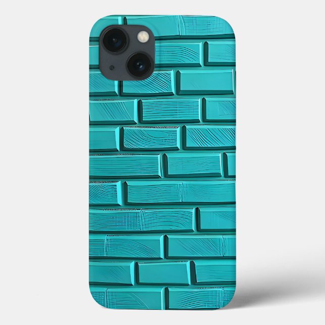 Teal Brick Wall iPhone Case Cool Design (Rückseite)