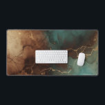 Teal Brown Gold Abstract Marble Desk Mat Schreibtischunterlage<br><div class="desc">A sophisticated desk mat featuring flowing teal and deep brown marble textures highlighted with elegant gold veins. This artistic abstract design blends earthy tones with modern luxury,  creating a stylish and calming workspace for your desk setup.</div>