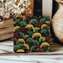 Teal-Burgund-Teiliges Ginkgo-Muster 
