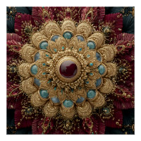 Teal-Burgunder-Gold-Juwel-Mandala-Ornament