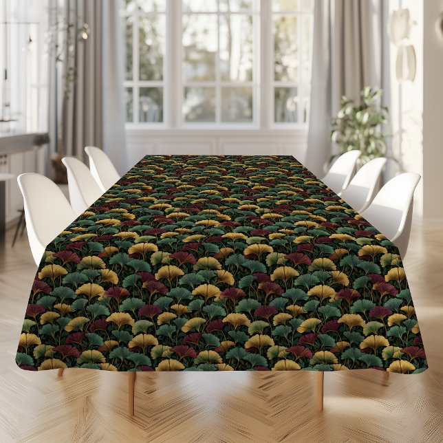 Teal Burgundy Ginkgo Pattern  Tischdecke (Von Creator hochgeladen)