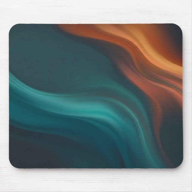 Teal Burnt Orange Fluid Currents Mauspad (Vorne)