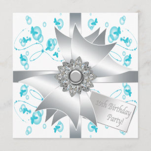 Teal Butterfly Bubbles 10. Geburtstagseinladung Einladung