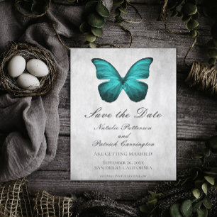 Teal Butterfly Save-the-Date-Einladung Einladung