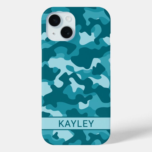 Teal Camouflage Personalized Case-Mate iPhone Hülle (Rückseite)