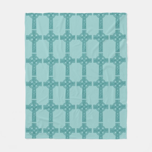 Teal Celtic Cross Blanket Fleecedecke (Vorderseite)