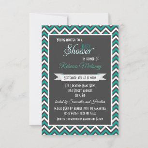 Teal Chevron - 3x5 Baby Shower Einladung