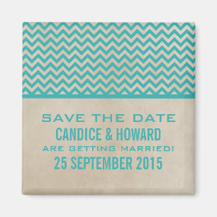 Teal Chic Chevron Save-the-Date-Magnet Magnet