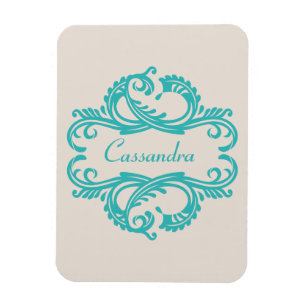 Teal Chic Damask Premium Magnet