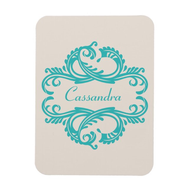 Teal Chic Damask Premium Magnet (Vertikal)