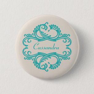 Teal Chic Damast-Knopf Button