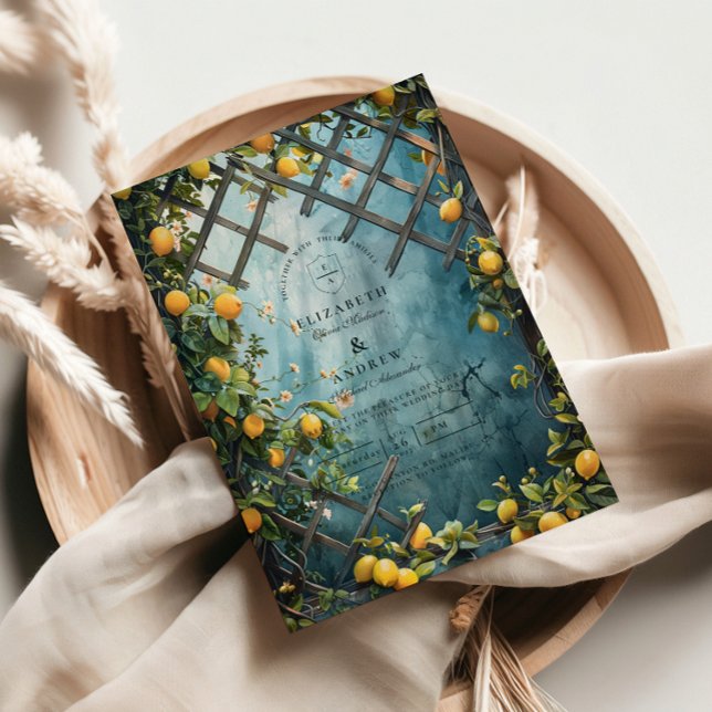 Teal Citrus Blossom Garden Wedding Einladung (Von Creator hochgeladen)