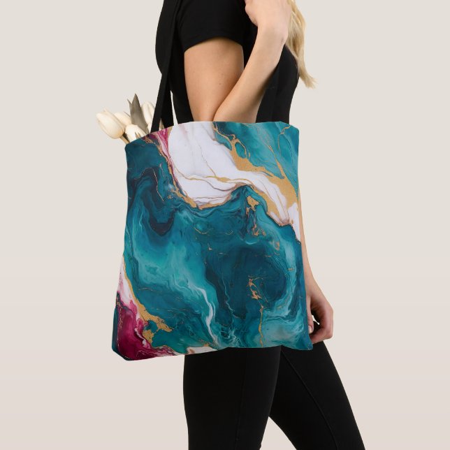 Teal & Crimson Marble Elegance Tasche (Von Nahem)