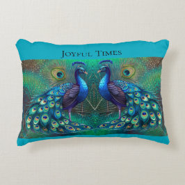 Teal cushion Peacock design Dekokissen