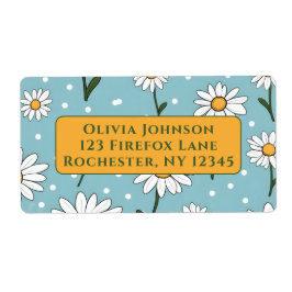 Teal Cute Daisy Flower Address Labels