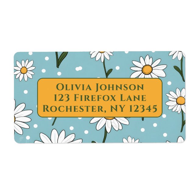 Teal Cute Daisy Flower Address Labels (Vorne)