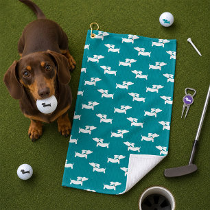 Teal-Dachshund-Mama-Golfer-Geschenk Golfhandtuch