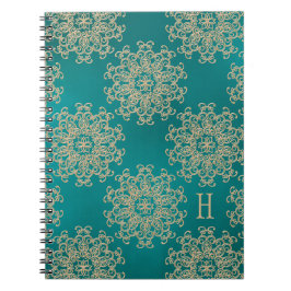 Teal décoré d'un monogramme et journal de carnet