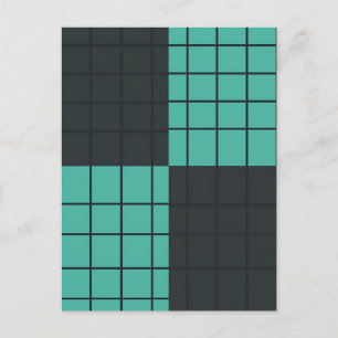 Teal-Dunkelgrau-Rastermuster Modern Minimalistisch Postkarte