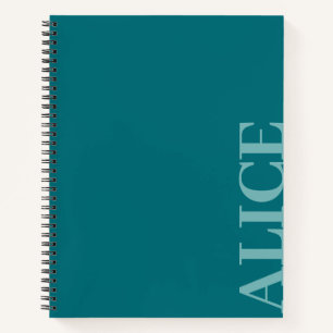 Teal einfacher Textstil benutzerdefinierter Name Notizbuch