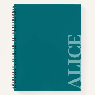 Teal einfacher Textstil benutzerdefinierter Name Notizbuch