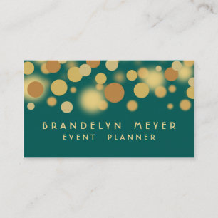 Teal et carte de visite de points de Bokeh d'or