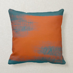 Teal et coussin orange de coton de manuscrit de